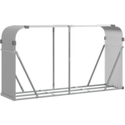 vidaXL Grey Galvanised Steel Firewood Log Holder 100 x 180 x 45cm - Wilko