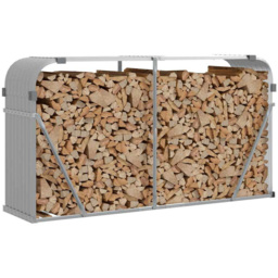 vidaXL Grey Galvanised Steel Firewood Log Holder 100 x 180 x 45cm - Wilko - thumbnail 3