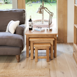 Baumhaus Mobel Oak Nest of Tables Set of 3 - Brown - Wilko - thumbnail 3