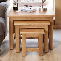 Baumhaus Mobel Oak Nest of Tables Set of 3 - Brown - Wilko - thumbnail 1