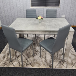 Kosy Koala 4 Seater Faux Leathe Dining Set Stone Grey Effect and Grey - Size: 96 x 40 x 40 cm - Portland - Wilko