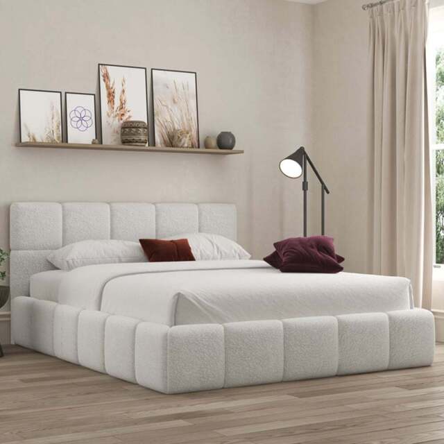 DS Living Ovella Small Double Dove Cubed Bed Frame - Grey - Wilko - image 1