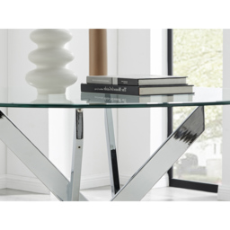 Furniturebox Arona Cesano 4 Seater Round Dining Set Blue and Chrome - Wilko - thumbnail 6