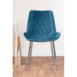 Furniturebox Arona Cesano 4 Seater Round Dining Set Blue and Chrome - Wilko - thumbnail 4