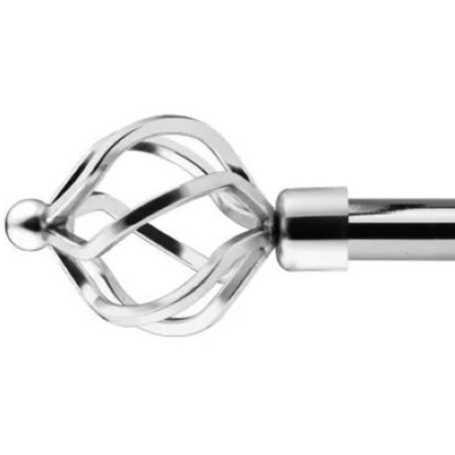 New Edge Blinds Cage 160-300cm Extendable Chrome Eyelet Metal Curtain Pole Set - Wilko - image 1