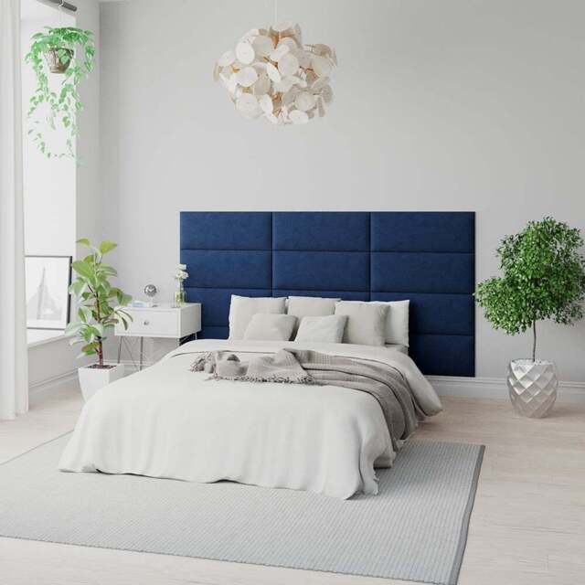 Aspire EasyMount Navy Plush Velvet Upholstered Wall Mounted Headboard Panels 2 Pack - Blue - Aspire Beds - Wilko - image 1