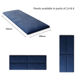 Aspire EasyMount Navy Plush Velvet Upholstered Wall Mounted Headboard Panels 2 Pack - Blue - Aspire Beds - Wilko - thumbnail 6