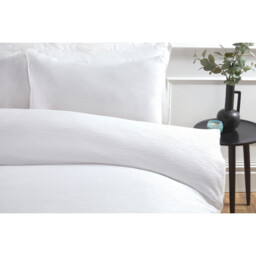 My Home Milan Double White Textured Duvet Cover Set - Wilko - thumbnail 4