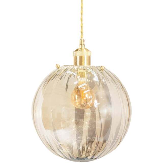ValueLights Chessy Ribbed Easy Fit Glass Shade - Size: 25 x 25 x 25cm - Gold - Wilko - image 1