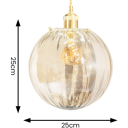 ValueLights Chessy Ribbed Easy Fit Glass Shade - Size: 25 x 25 x 25cm - Gold - Wilko - thumbnail 7
