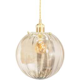 ValueLights Chessy Ribbed Easy Fit Glass Shade - Size: 25 x 25 x 25cm - Gold - Wilko - thumbnail 1