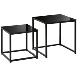 Portland Modern Black Nest of Tables Set of 2 - Size: 50 x 50 x 52cm - Wilko - thumbnail 3