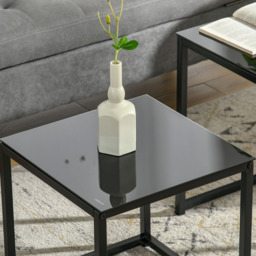 Portland Modern Black Nest of Tables Set of 2 - Size: 50 x 50 x 52cm - Wilko - thumbnail 5