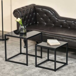 Portland Modern Black Nest of Tables Set of 2 - Size: 50 x 50 x 52cm - Wilko - thumbnail 7