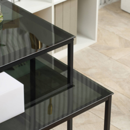 Portland Modern Black Nest of Tables Set of 2 - Size: 50 x 50 x 52cm - Wilko - thumbnail 4