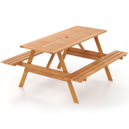 Costway 6 Seater Built In Bench and Picnic Table - Cream - Wilko - thumbnail 3