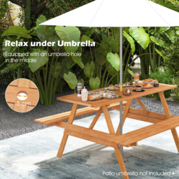 Costway 6 Seater Built In Bench and Picnic Table - Cream - Wilko - thumbnail 6