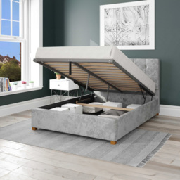 Aspire Hepburn Small Double Silver Mirazzi Velvet Ottoman Bed - Aspire Beds - Wilko - thumbnail 3