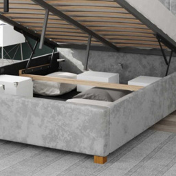 Aspire Hepburn Small Double Silver Mirazzi Velvet Ottoman Bed - Aspire Beds - Wilko - thumbnail 4