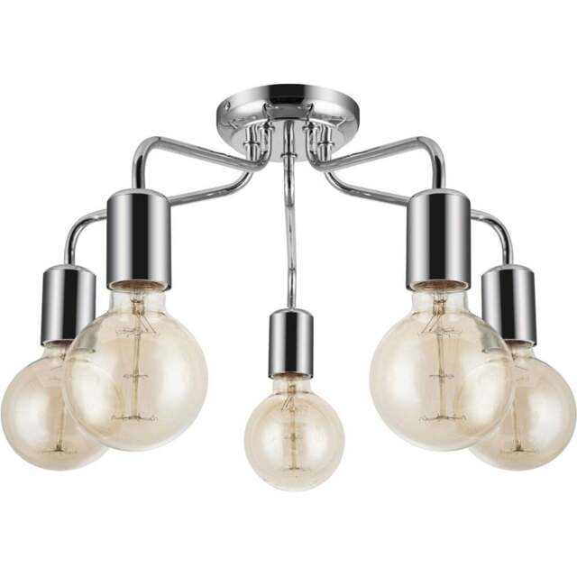 Cosylyte Fraser 5 Light Chrome Metal Flush Ceiling Light - Size: 29 x 22.5 x 22.5cm - Silver - Wilko - image 1