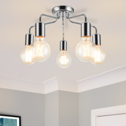 Cosylyte Fraser 5 Light Chrome Metal Flush Ceiling Light - Size: 29 x 22.5 x 22.5cm - Silver - Wilko - thumbnail 3