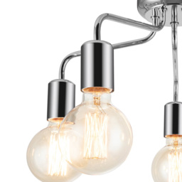 Cosylyte Fraser 5 Light Chrome Metal Flush Ceiling Light - Size: 29 x 22.5 x 22.5cm - Silver - Wilko - thumbnail 5