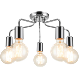 Cosylyte Fraser 5 Light Chrome Metal Flush Ceiling Light - Size: 29 x 22.5 x 22.5cm - Silver - Wilko - thumbnail 4