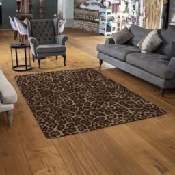 Benjamin Tate Design Faux Wool Large Leopard Print Rug 200 x 140cm - Size: 200 x 140 x 1cm - Brown - Wilko - thumbnail 3