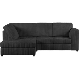 Luxor 4 Seater Black Jumbo Cord Full Back Left Hand L Shape Corner Sofa - Wilko - thumbnail 3