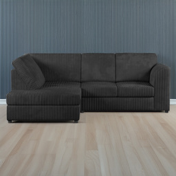 Luxor 4 Seater Black Jumbo Cord Full Back Left Hand L Shape Corner Sofa - Wilko - thumbnail 1