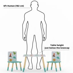 Kudl Kids 2 Seater Dino Pattern Table and Chair Set - Size: 50 x 50 x 50cm - Blue - Kidsaw - Wilko - thumbnail 6