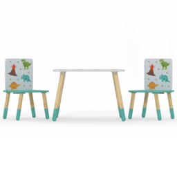 Kudl Kids 2 Seater Dino Pattern Table and Chair Set - Size: 50 x 50 x 50cm - Blue - Kidsaw - Wilko - thumbnail 3