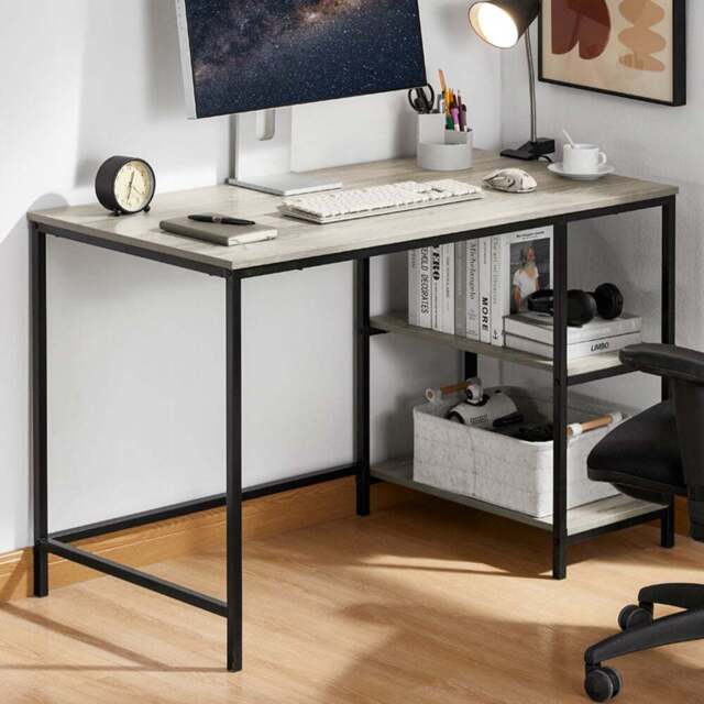 Vida Designs Brooklyn 2 Shelves Desk Grey Wood - Size: 75 x 120 x 60cm - Wilko - image 1