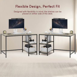 Vida Designs Brooklyn 2 Shelves Desk Grey Wood - Size: 75 x 120 x 60cm - Wilko - thumbnail 7