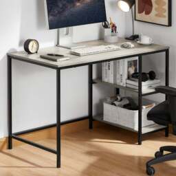 VIDA DESIGNS Brooklyn 2 Shelves Desk Grey Wood - Size: 75 x 120 x 60cm - Wilko