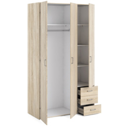 Florence Space 3 Door 3 Drawer Oak Wardrobe - Size: 3 Door, 3 Drawer - Brown - Furniture To Go - Wilko - thumbnail 5