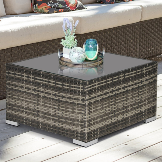 Outsunny Grey Rattan Coffee Table - Size: 65 x 65 x 37cm - Wilko - image 1