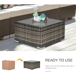 Outsunny Grey Rattan Coffee Table - Size: 65 x 65 x 37cm - Wilko - thumbnail 4