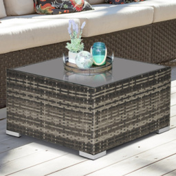 Outsunny Grey Rattan Coffee Table - Size: 65 x 65 x 37cm - Wilko - thumbnail 1