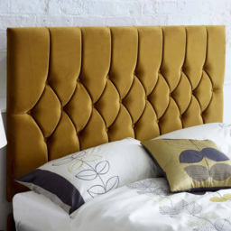Aspire Furniture Catherine Lansfield Boutique Small Double Ochre Brushed Velvet Headboard - Orange - Aspire Beds - Wilko