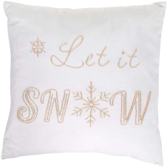 Let It Snow Embellished Cushion - White - All i want for Christmas - Wilko - image 1