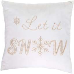 Let It Snow Embellished Cushion - White - All i want for Christmas - Wilko