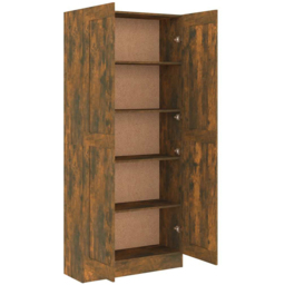 vidaXL 2 Door Smoked Oak Bookcase - Size: 185.5 x 82.5 x 30.5cm - Brown - Wilko - thumbnail 4