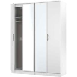 Crowndale Camden 4 Door Wardrobe White Gloss and White Mirrored Wardrobe Ready Assembled - White Gloss & White - Wilko - thumbnail 6
