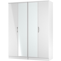 Crowndale Camden 4 Door Wardrobe White Gloss and White Mirrored Wardrobe Ready Assembled - White Gloss & White - Wilko - thumbnail 4