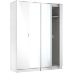 Crowndale Camden 4 Door Wardrobe White Gloss and White Mirrored Wardrobe Ready Assembled - White Gloss & White - Wilko - thumbnail 5