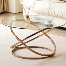 Comfy Living Gold Tempered Glass Coffee Table - Size: 45 x 90 x 90cm - Wilko