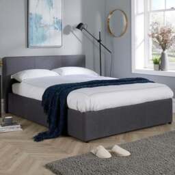 Home Source Endura King Size Hopsack Fabric Ottoman Bed - Grey - Wilko - thumbnail 1