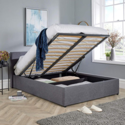 Home Source Endura King Size Hopsack Fabric Ottoman Bed - Grey - Wilko - thumbnail 6