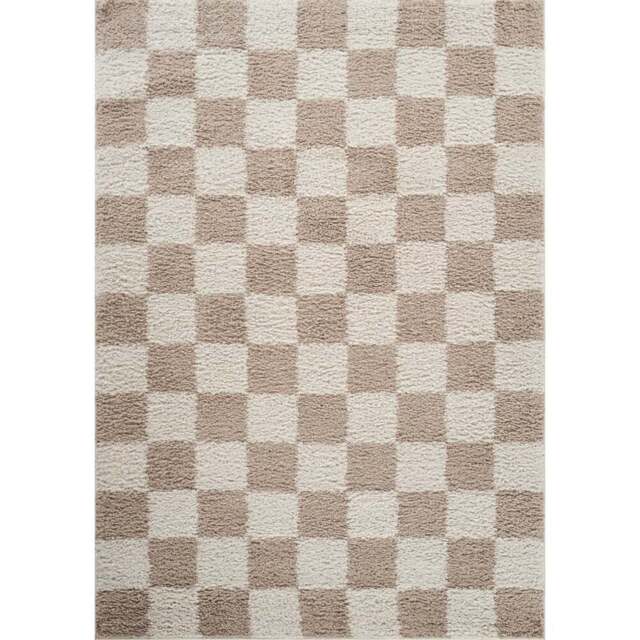 Desire Rugs Chester Beige Shaggy Checkered Rug 160 x 230cm - Size: 230 x 160 x 3cm - Blonde - Wilko - image 1